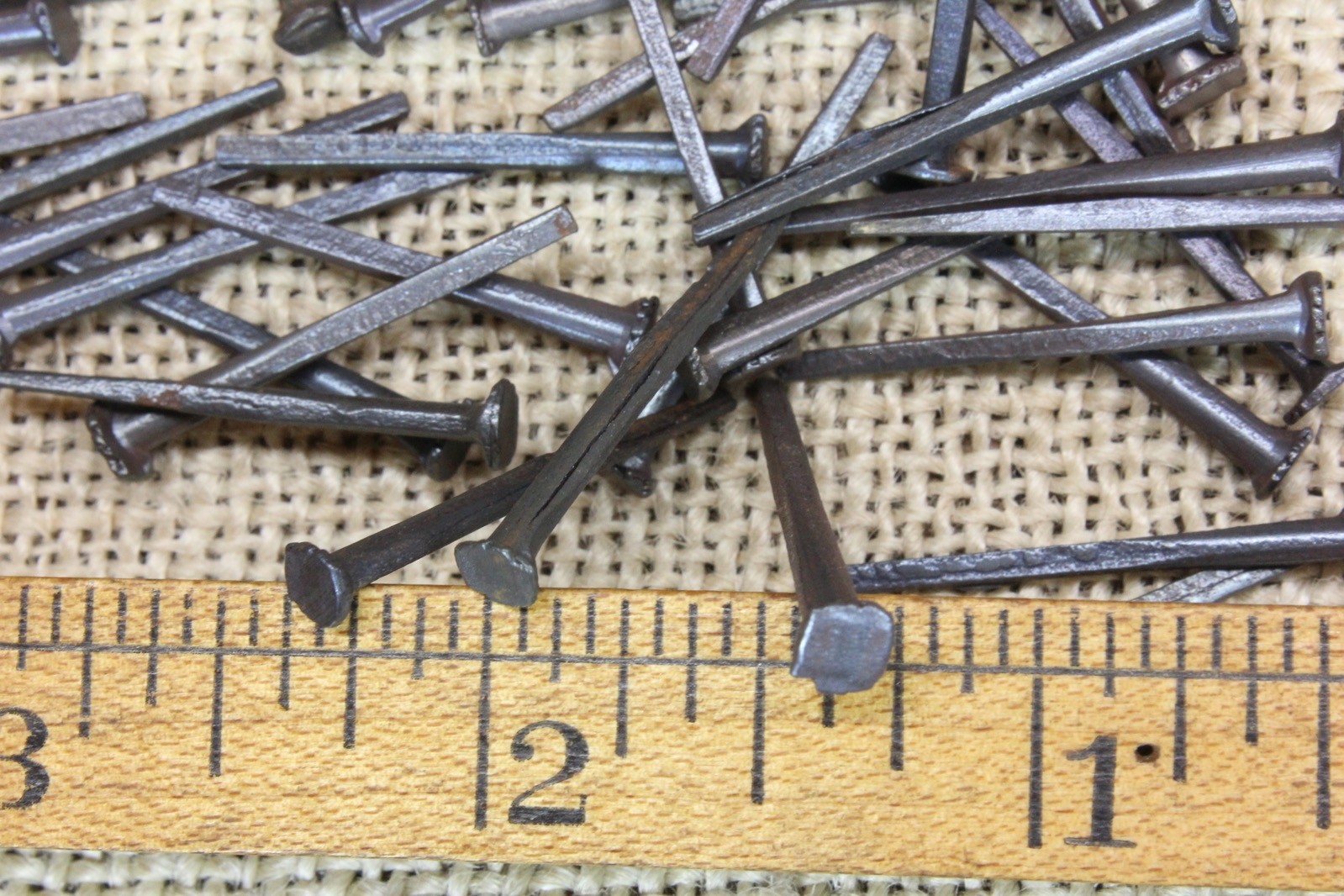1 1/8” Old Square NAILS 3/16” Head 100 Real 1850’s Vintage Rustic Patina Brads