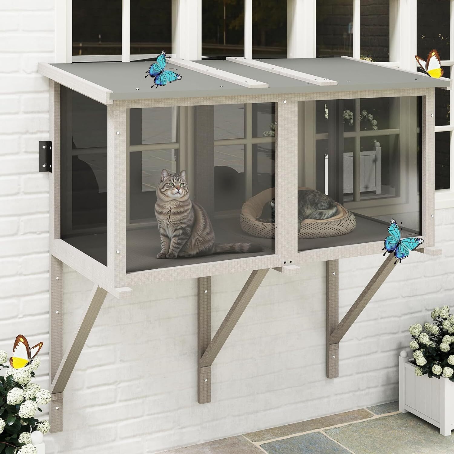 Petscosset Cat Window Box Catio Outdoor Cat Enclosure All-Weather Use