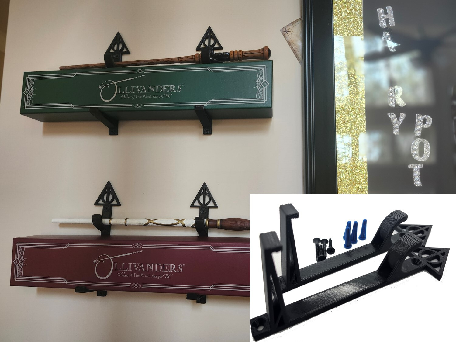 Floating Wand Wall Mount Hooks for Wizarding Wands and Boxes 1 set is 2 hooks