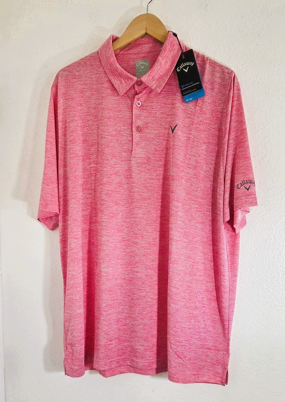 Callaway Opti-Dri Men's Golf Polo Shirt 2XL Pink New with Tags