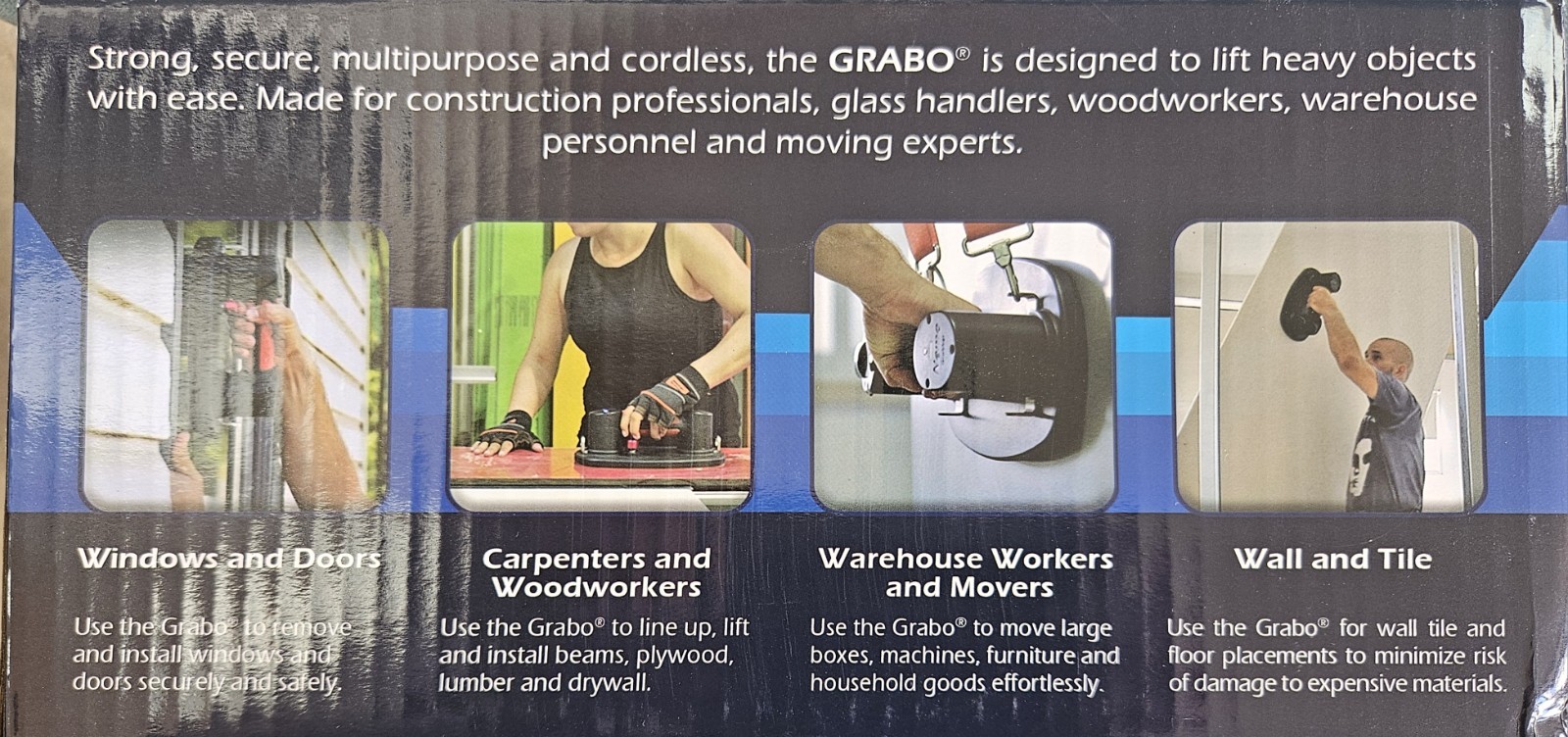 GRABO Battery Power Vacuum Suction Cup Lifter 375-lb Load NG-1B-FB-1 New Sealed