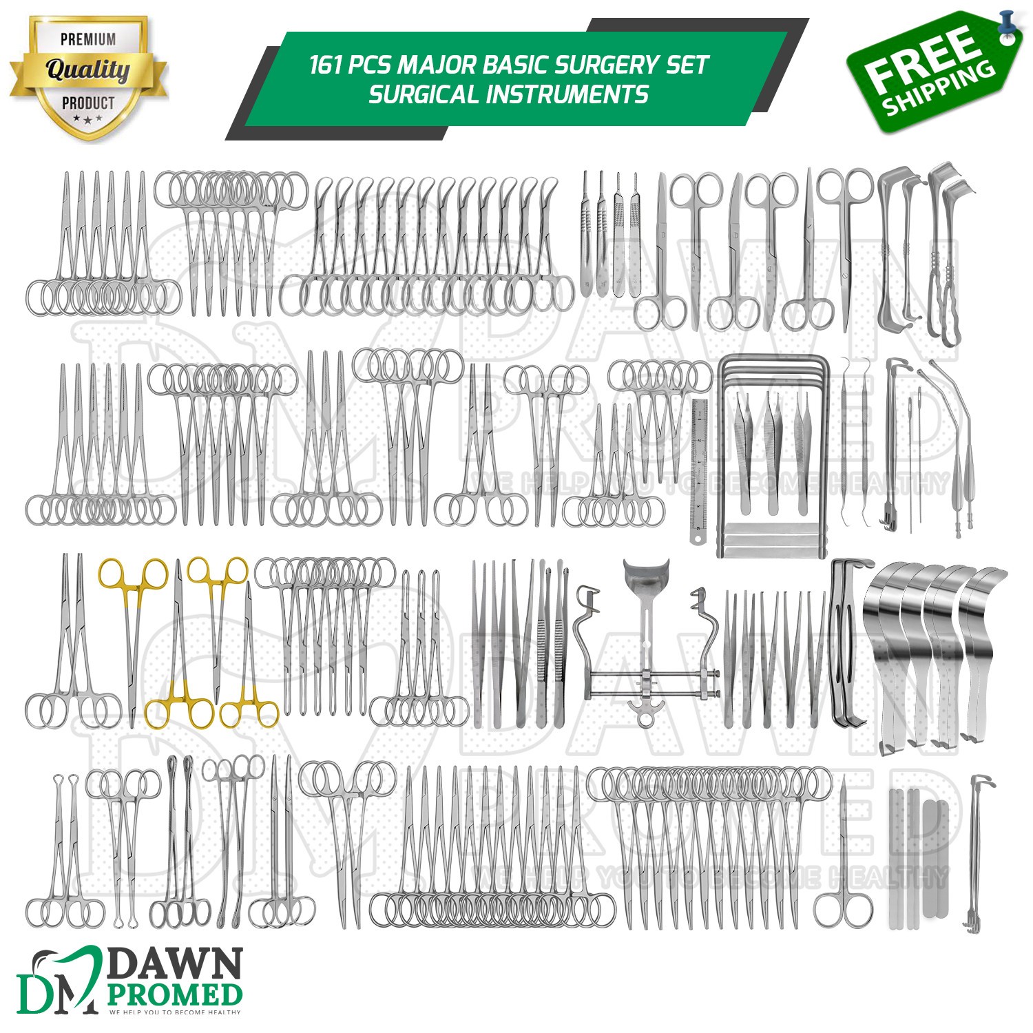 161 Pcs Major Basic Surgery Set Surgical Instruments Kit German Grade