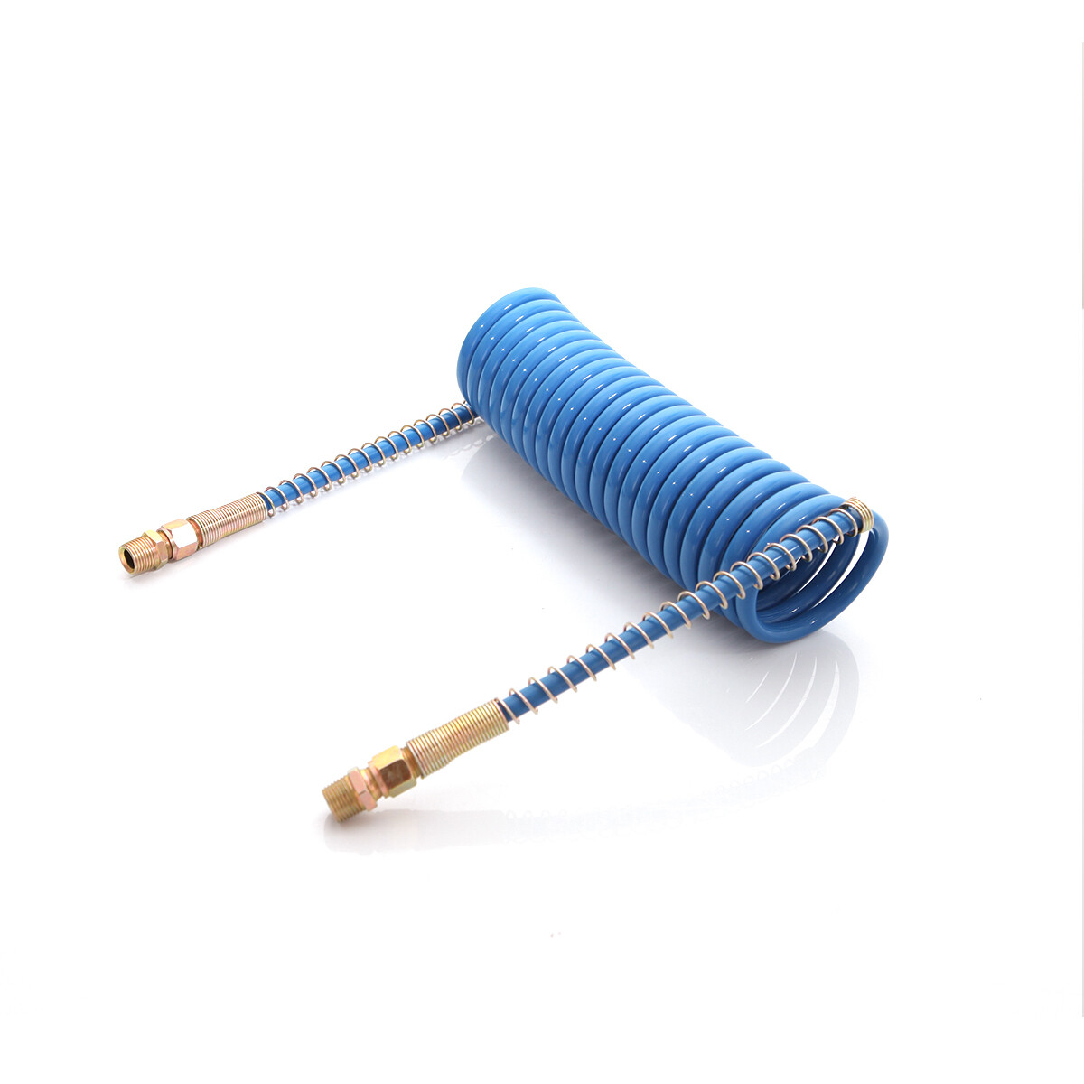 15' RED AND BLUE COIL COILED AIR LINE HOSE SET - TRAILER BRAKE - 1/2" Fittings