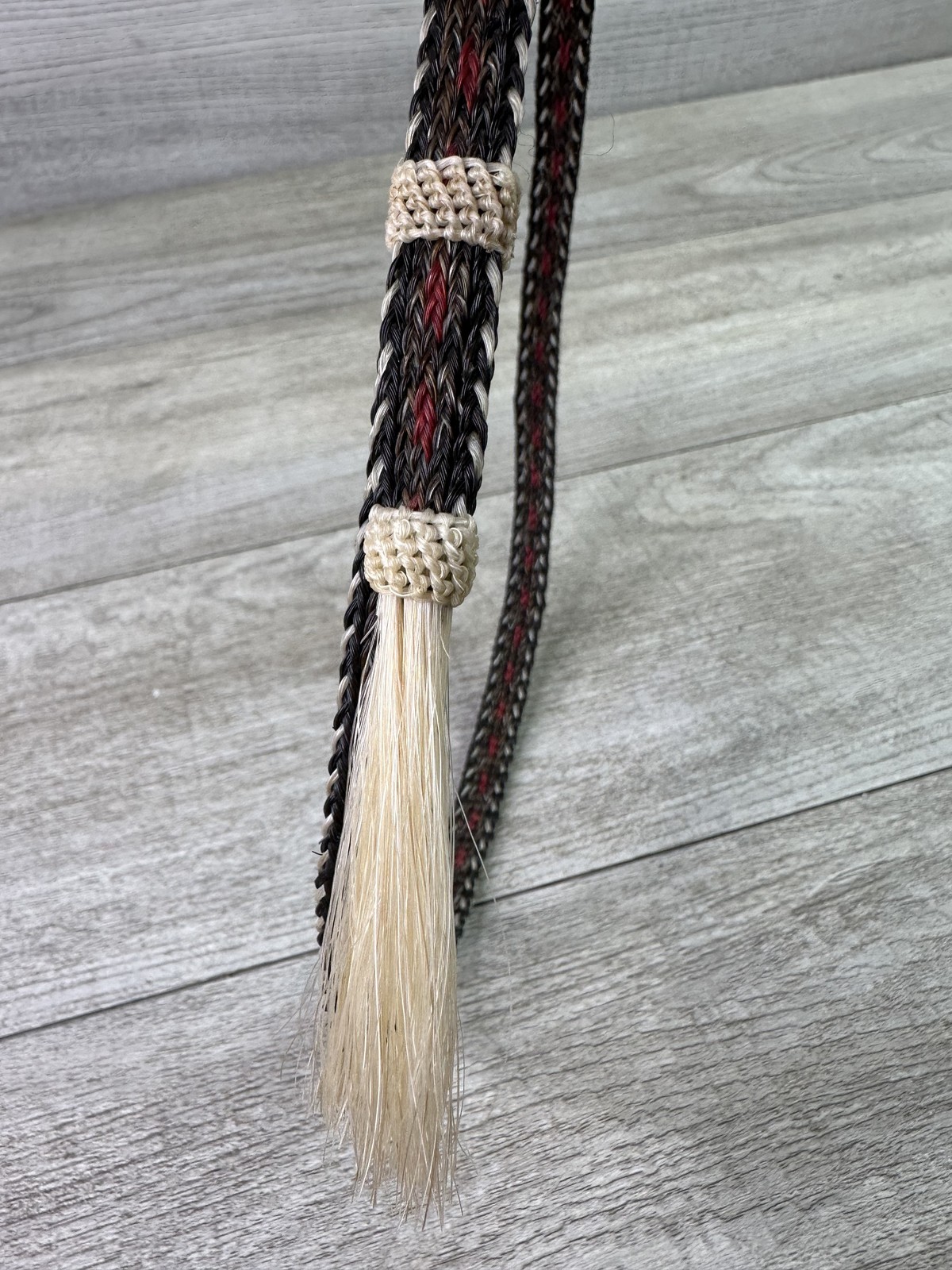 Braided Horsehair Hat Band Western Tack Black Red White Tassel Adjustable