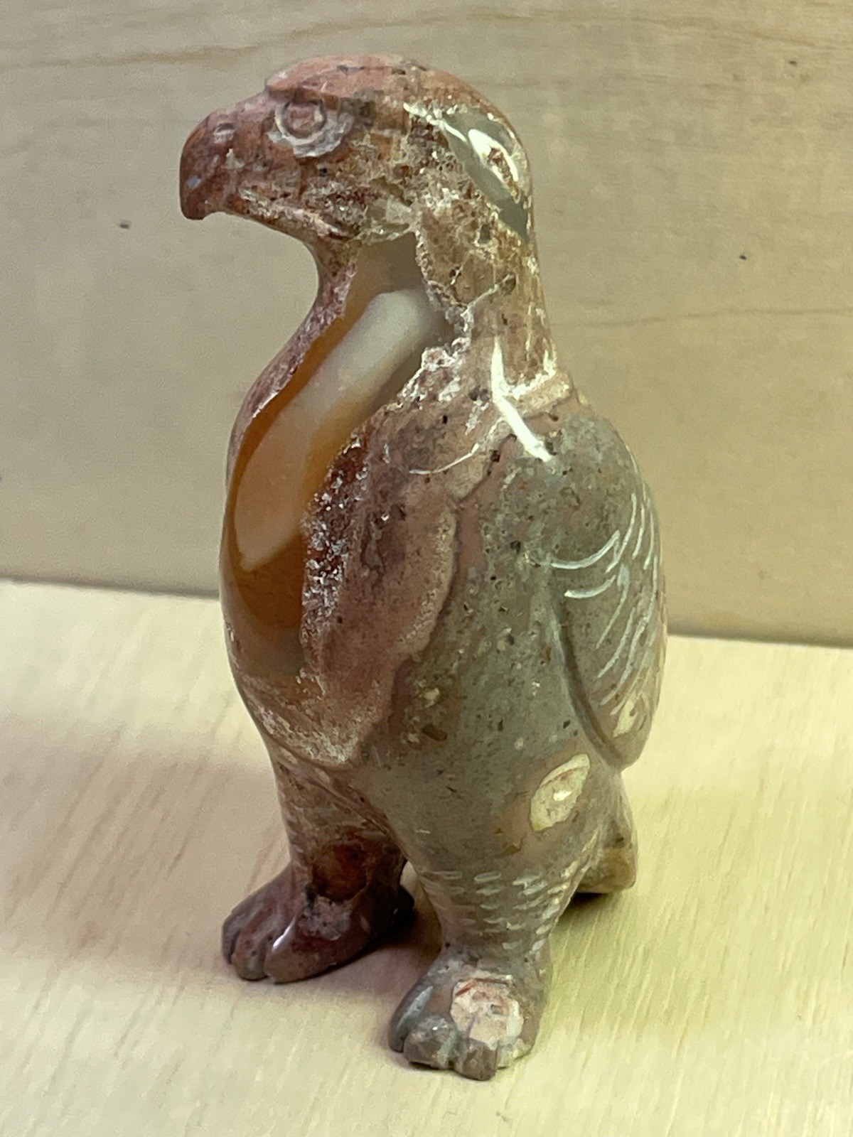 Carved Eagle in Stone Natural Matrix Fire Opal