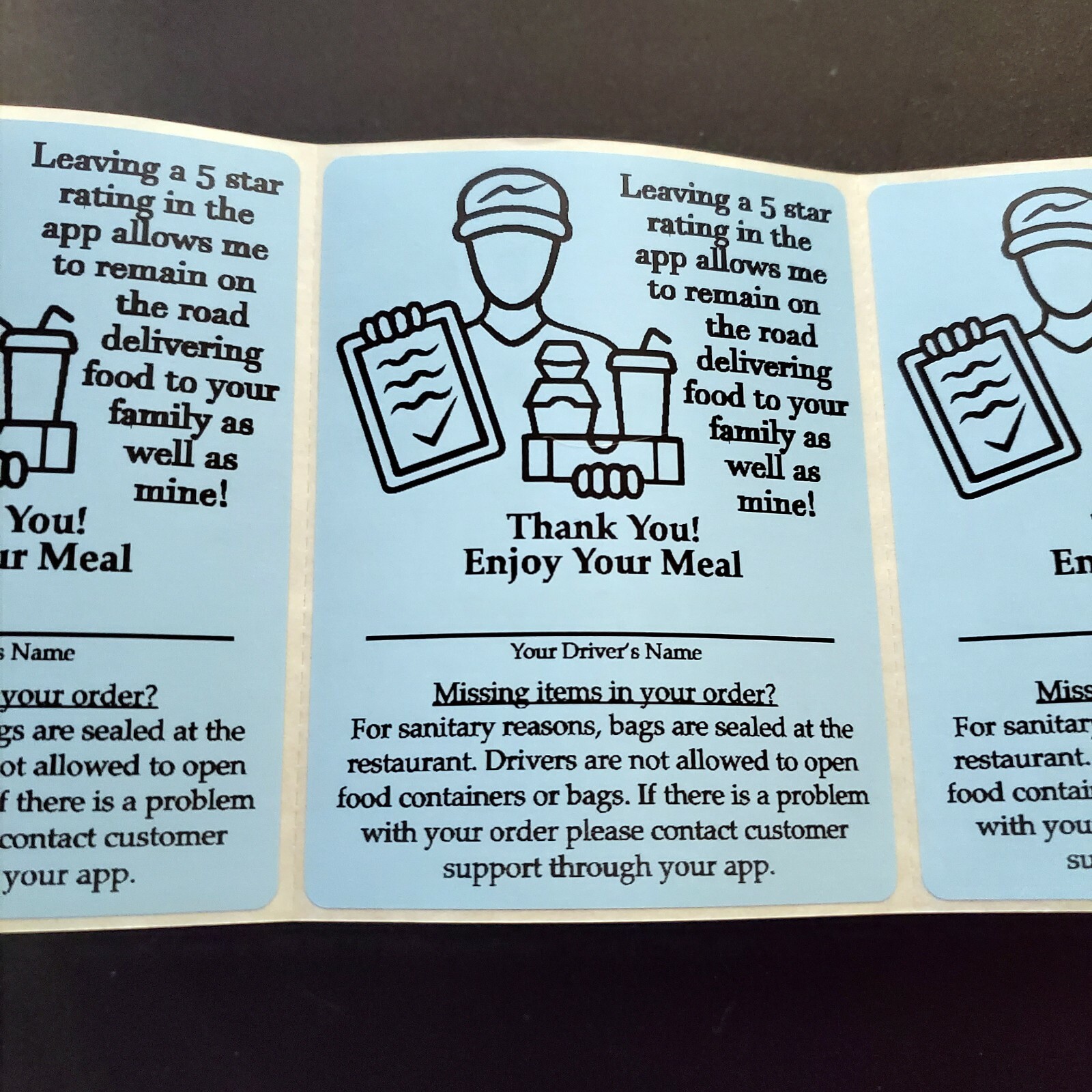 100 Food Delivery Labels Bag Seal 4" x 3" DoorDash Grubhub UberEats Sticker