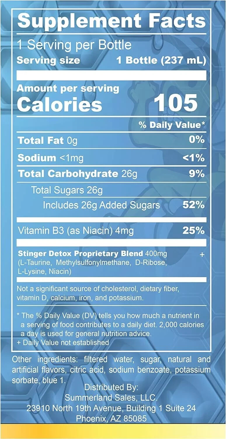 Stinger Detox Whole Body Cleanser 1 Hour Extra Strength – Blue Raspberry - 8 OZ