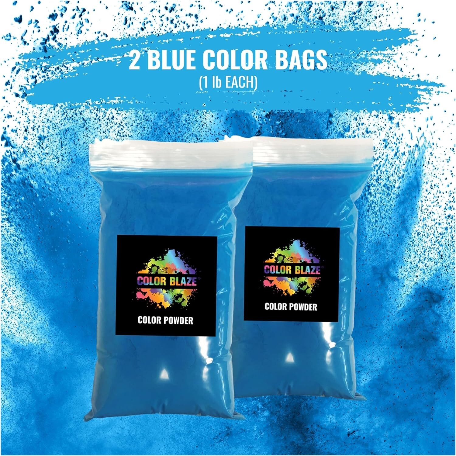Color Blaze Gender Reveal Powder 2lbs Blue Baby Boy Party Shower (2-1LB bags)