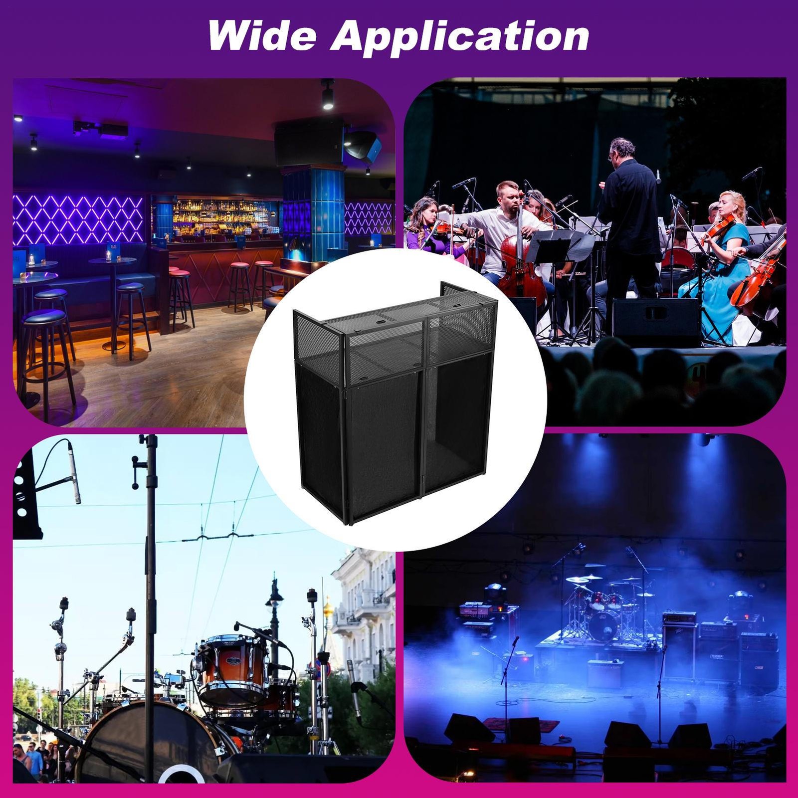 DJ Table Stand Adjustable Booth Facade w/Travel Bag Scrims +Built in Flat Table-