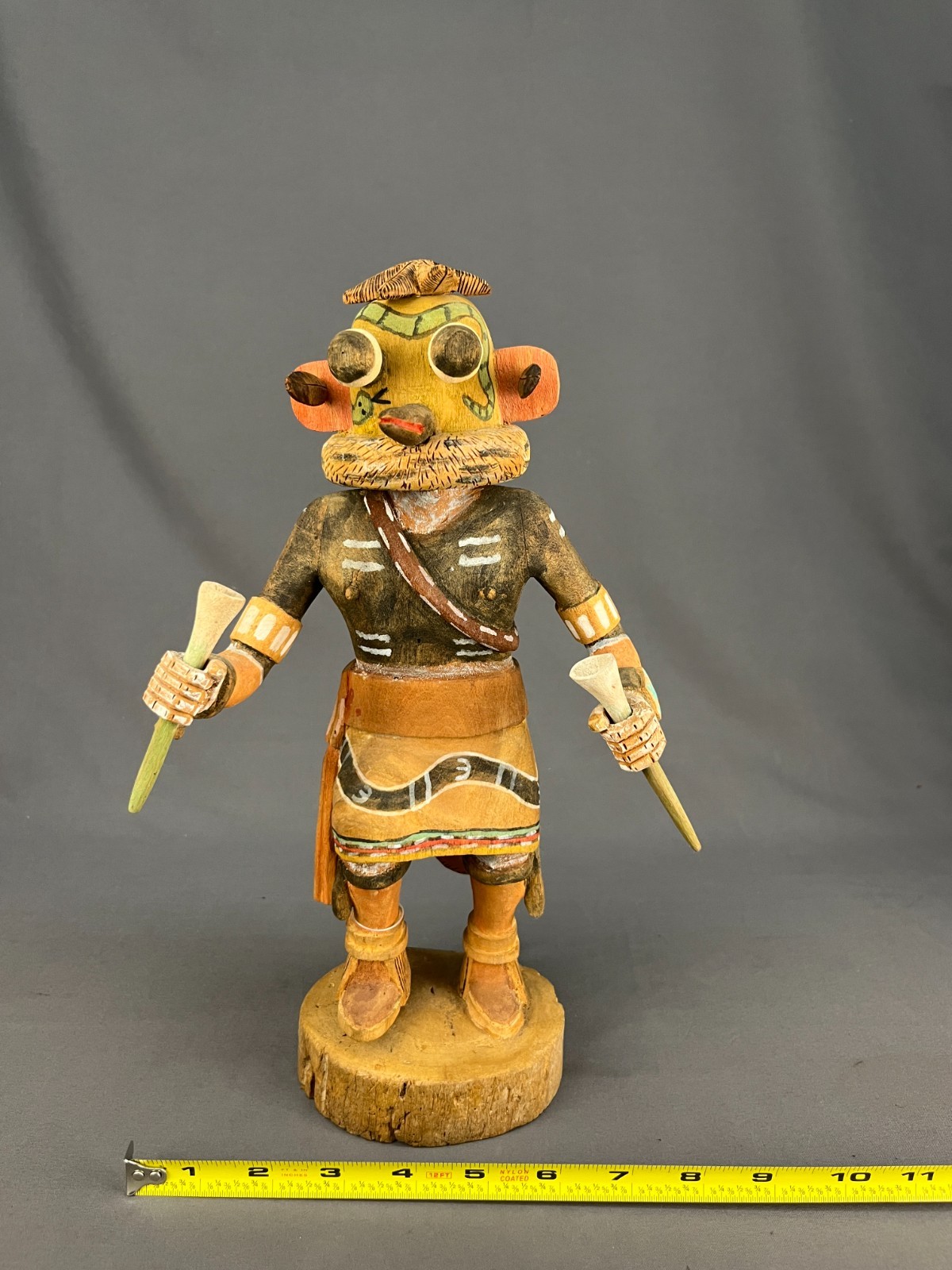 Vtg Hand-Carved 13" Hopi Kachina Doll ZUNI RATTLE SNAKE by Everett Tawahongva