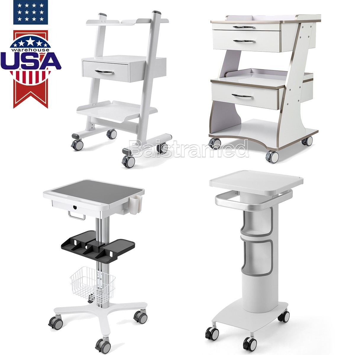AZDENT Dental Mobile Trolley Cart With Drawer /Multi-Function Trolley Cart