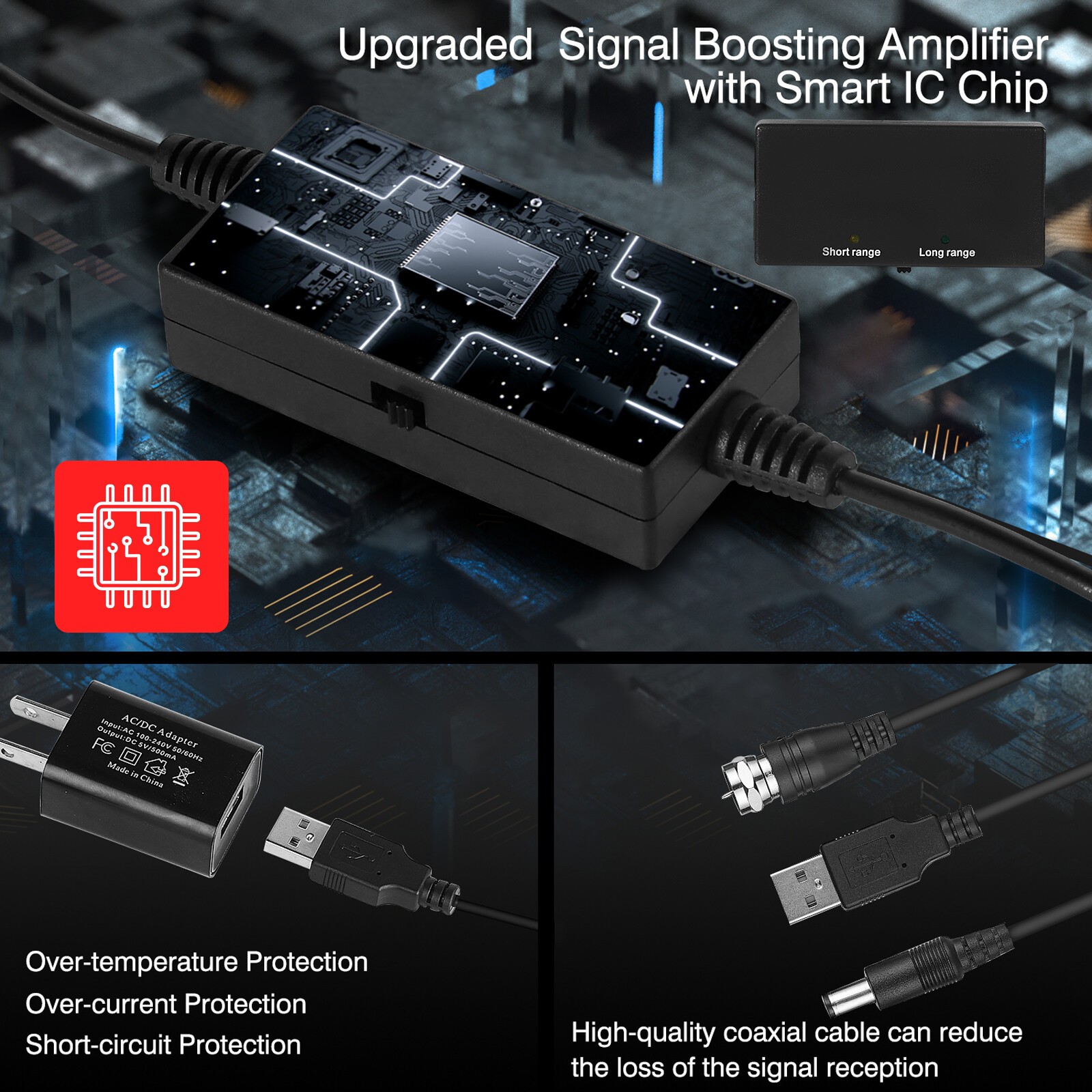 8000Miles Digital TV Antenna Indoor HDTV Amplified Signal Booster 4K HD 1080P