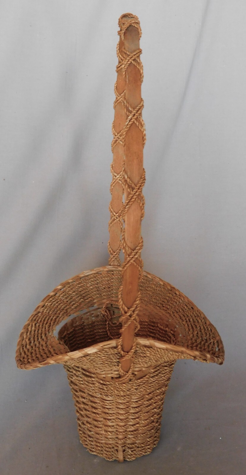 Penobscot Wabanaki Ash Splint Sweetgrass Flower Basket Swing Handle AAFA