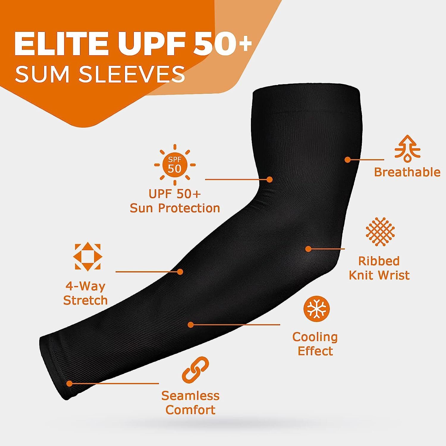 Arm Sleeves Cooling UV Sun Protection Sports Compression Sleeves for Men Women