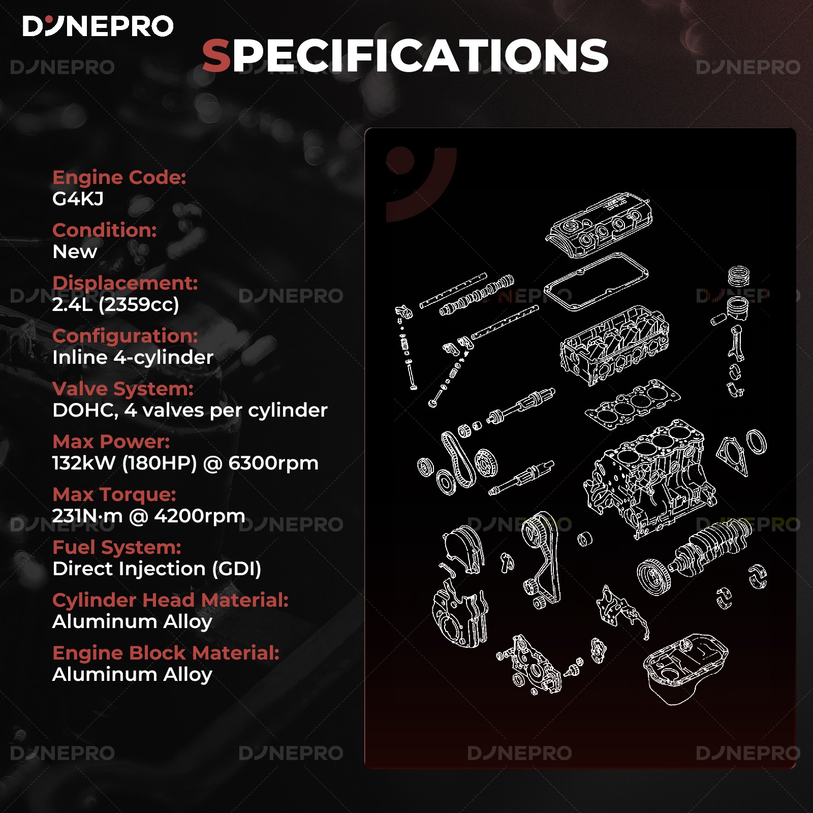 G4KJ GDI Engine Assembly W/ Gasket For 2011-2019 Hyundai Santa Fe Sport Kia 2.4L