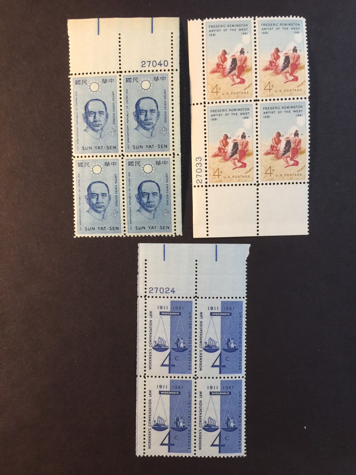 USA, 1186, 1187, 1188, PLATE BLOCKS, MINT, NH, VINTAGE COLLECTION