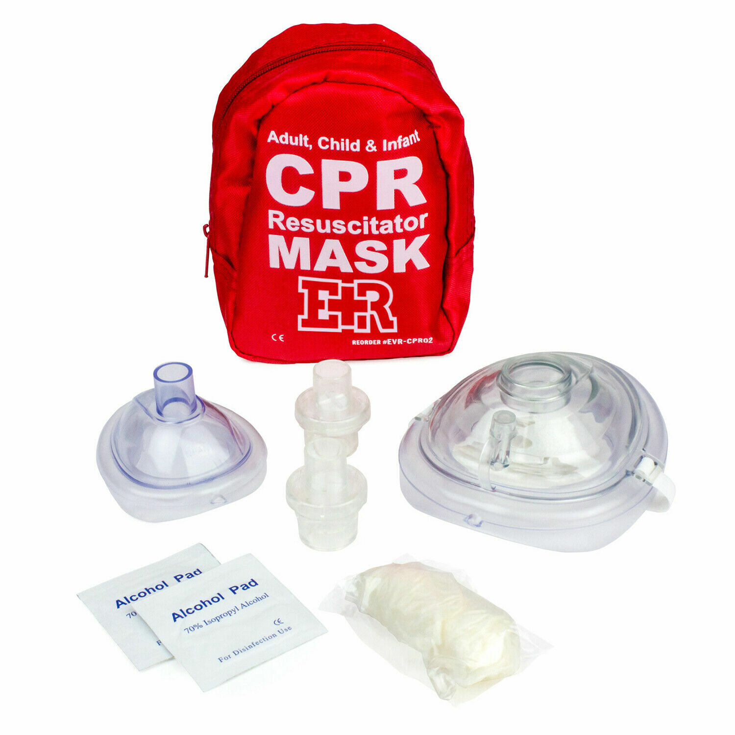 Ever Ready First Aid Adult and Infant CPR Mask Combo Kit with 2 Valves