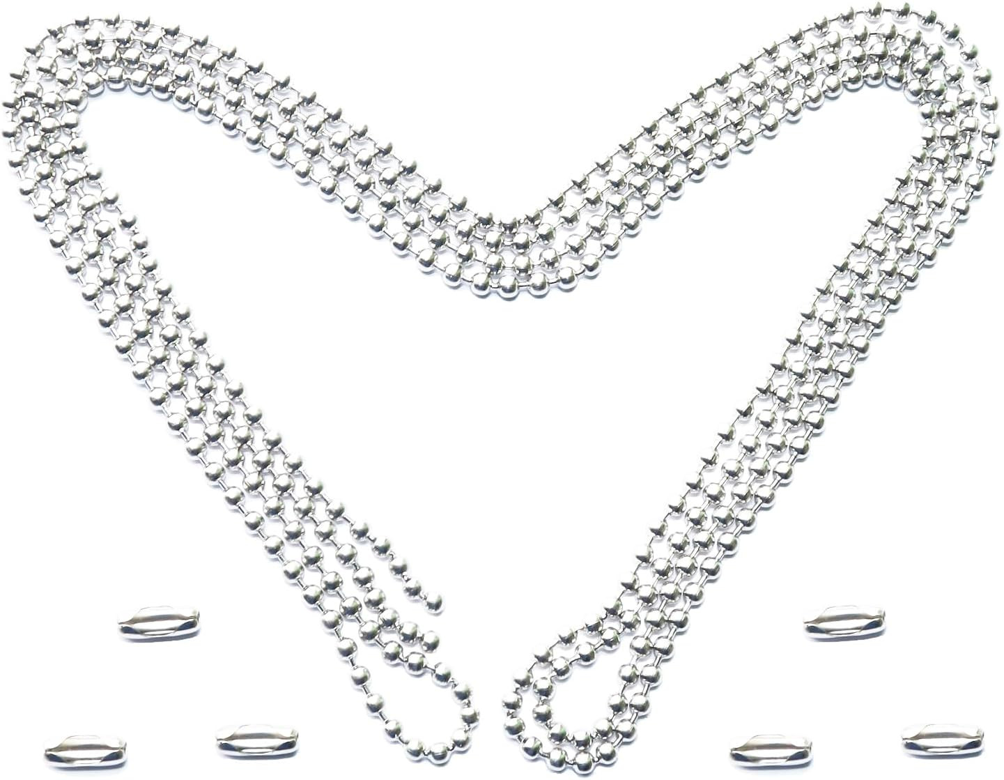 60 In Ceiling Fan Pull Chain Extension Silver 3mm Stainless Steel Ball Chain Set