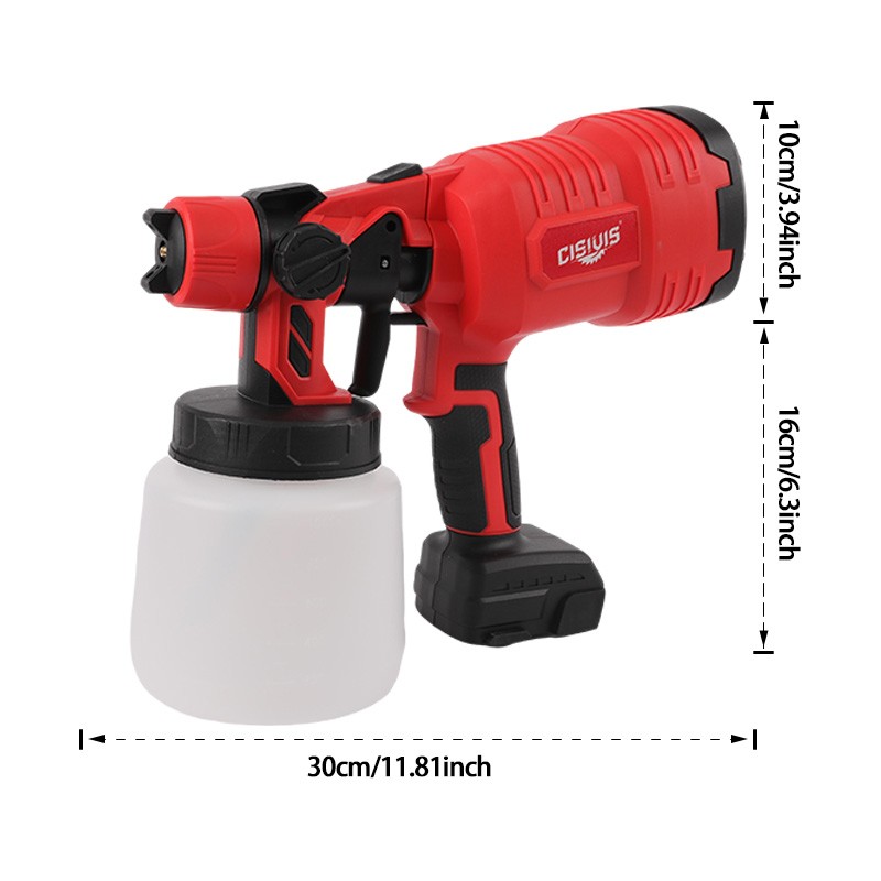 Cordless Paint Sprayer for Milwaukee 18V Battery 1000ML HVLP Spray Paint Gun Red