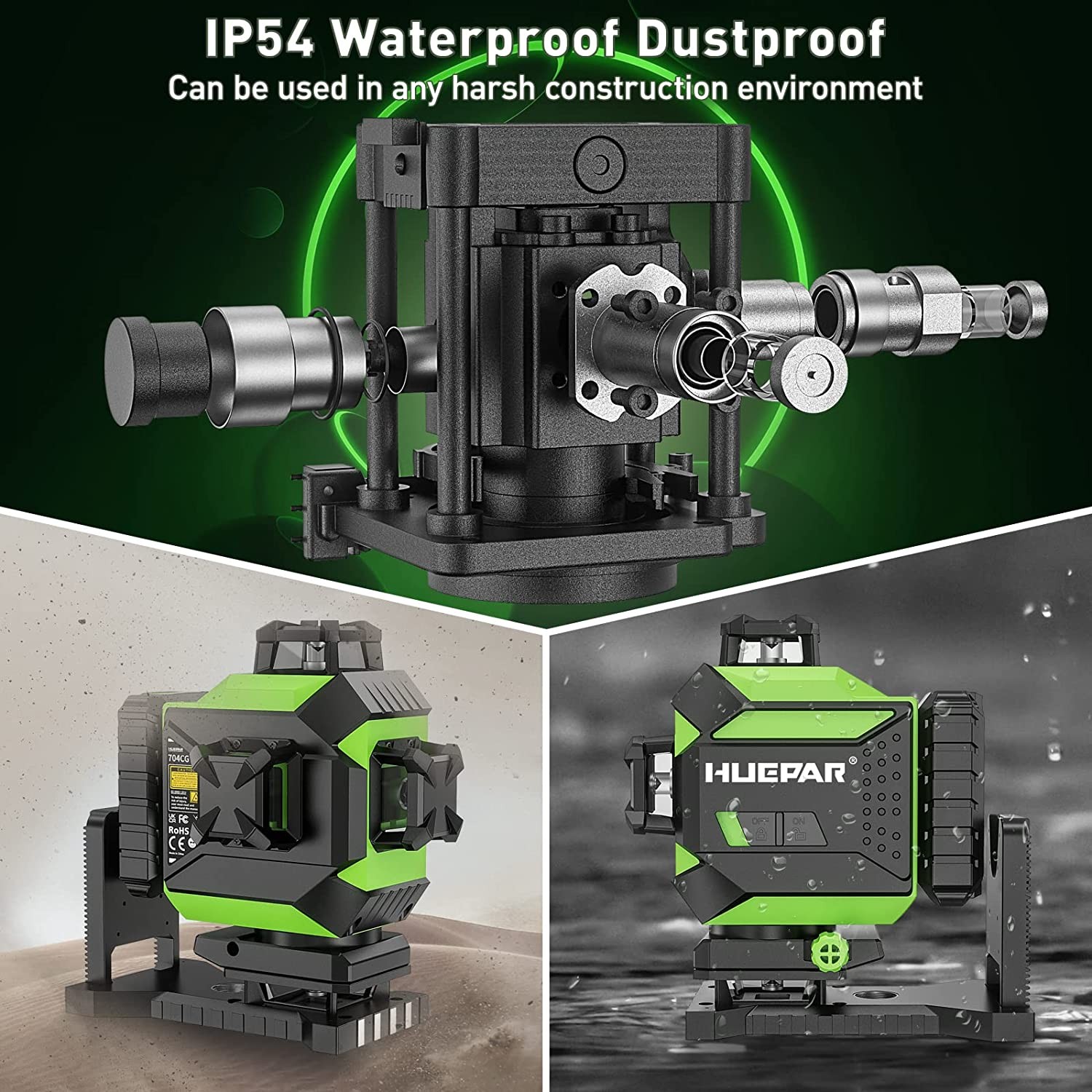 704CG 4D 16 Line Laser Level Self-Leveling 360 Cross Line Green Beam Laser Level