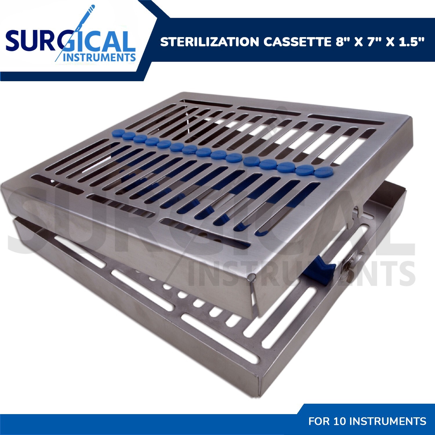 Dental Sterilization Cassette 8" X 7" X 1.5" W/Locking Clamp Surgical German Gr
