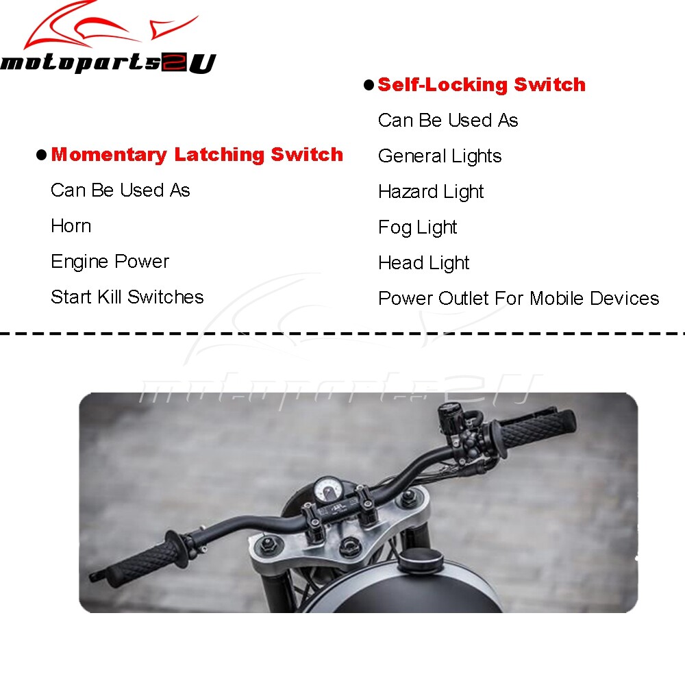 2-Button Motorcycle Control Module Handlebar Switch 1 Momentary + 1 Self-locking