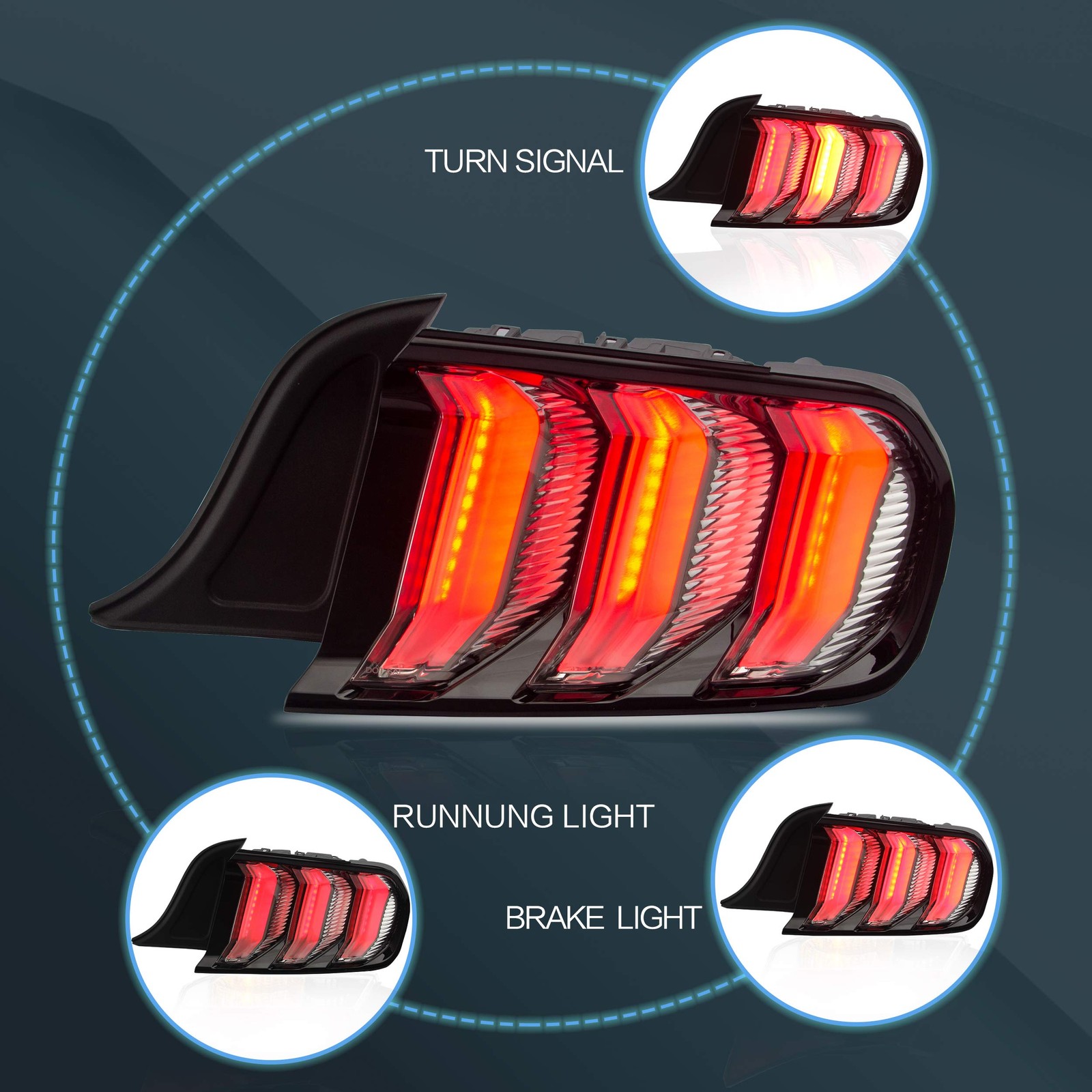 Tail lights Assembly Fit for 2015-2020 Ford Mustang 6th Gen Plug-and-play