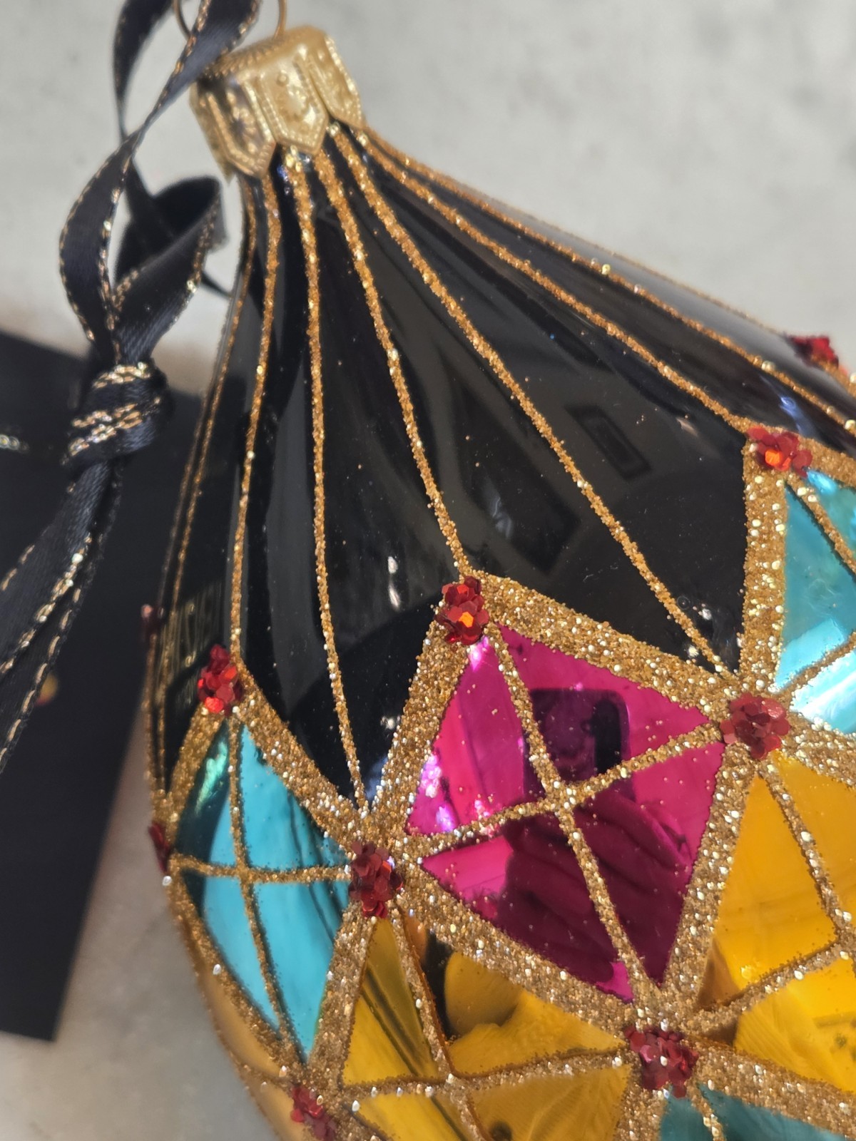 Kenzies Of London ITALIAN FESTIVAL BAUBLE Glass Christmas Ornament