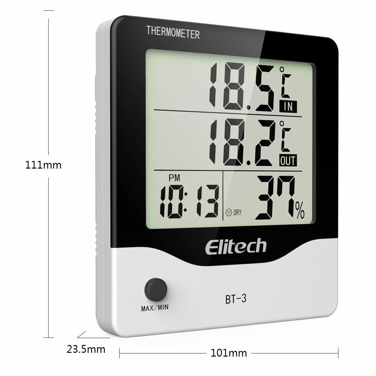 Elitech BT3 Indoor Thermometer Hygrometer Humidity Temperature Meter LCD Digital