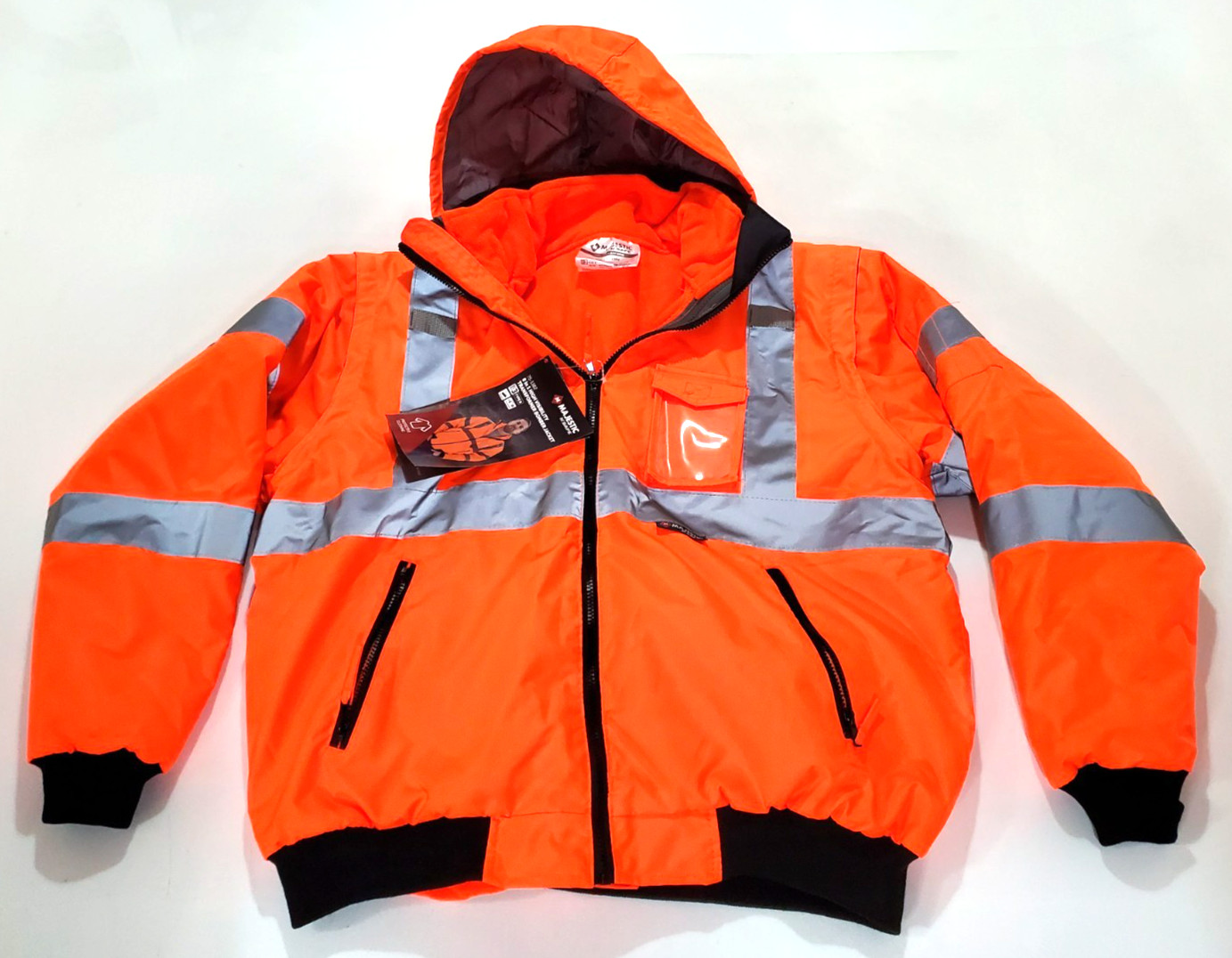 M-Safe Majestic High Visibility Bomber Jacket 75-1382 LARGE BNSF RR, New w/ tags