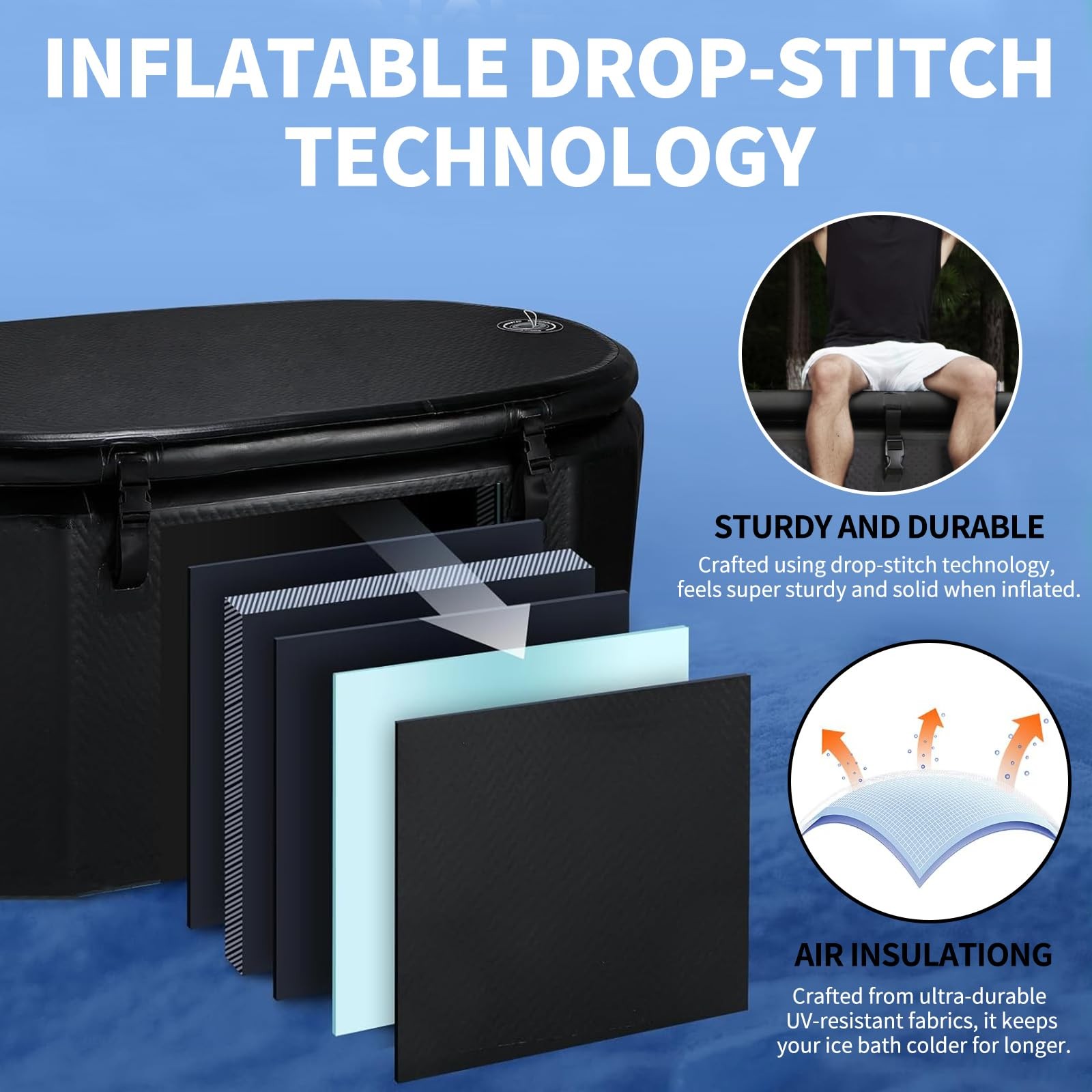 216 Inflatable Cold Plunge Tub with Insulated Lid,Ice Bath Tub for Athletes,