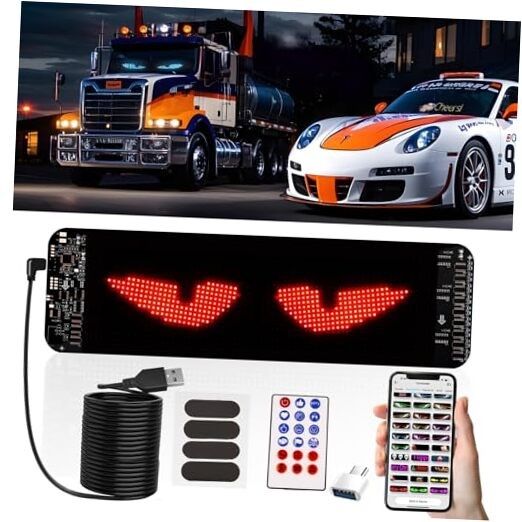 Devil Eyes Light for Windshield,Flex Led Display for Car, Programmable LED