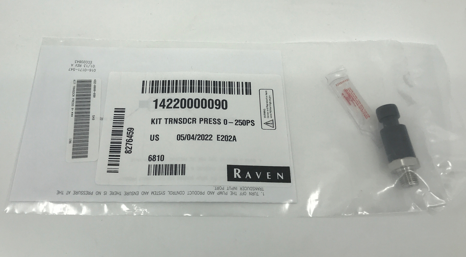 422-0000-090 Raven Kit Pressure Transducer/Sensor, 0-250 PSI