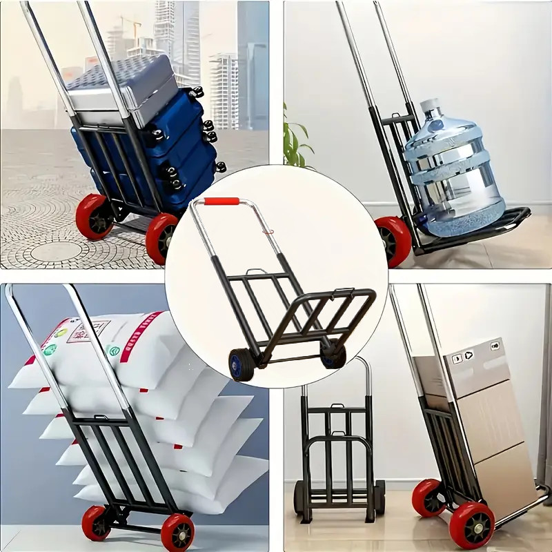 Portable Collapsible Hand Dolly truck for Shopping Camping Moving w/ 3 Tie ropes