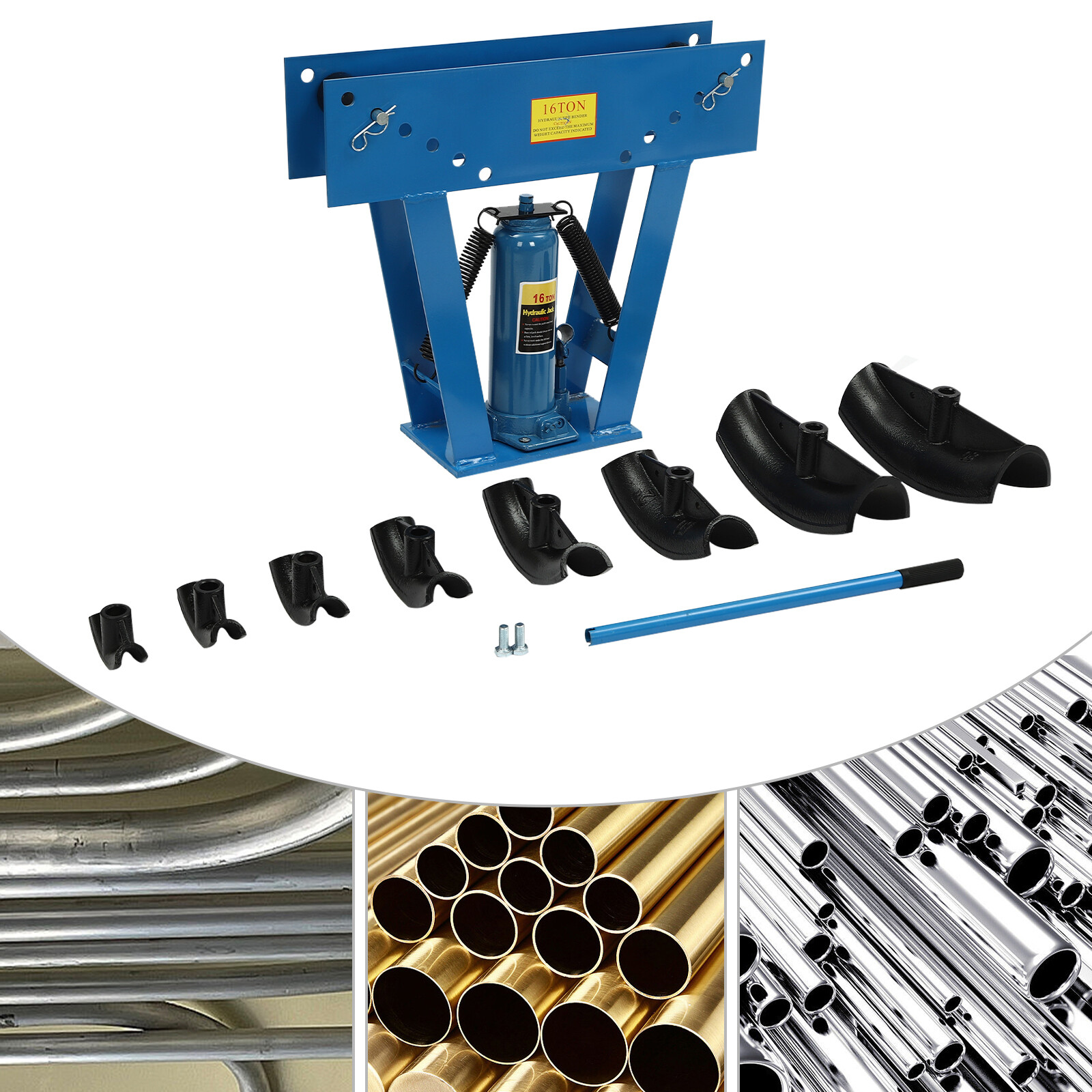 Heavy-Duty Pipe Bending Machine 16 Ton Hydraulic Pipe Tube Bender W/ 8 Dies