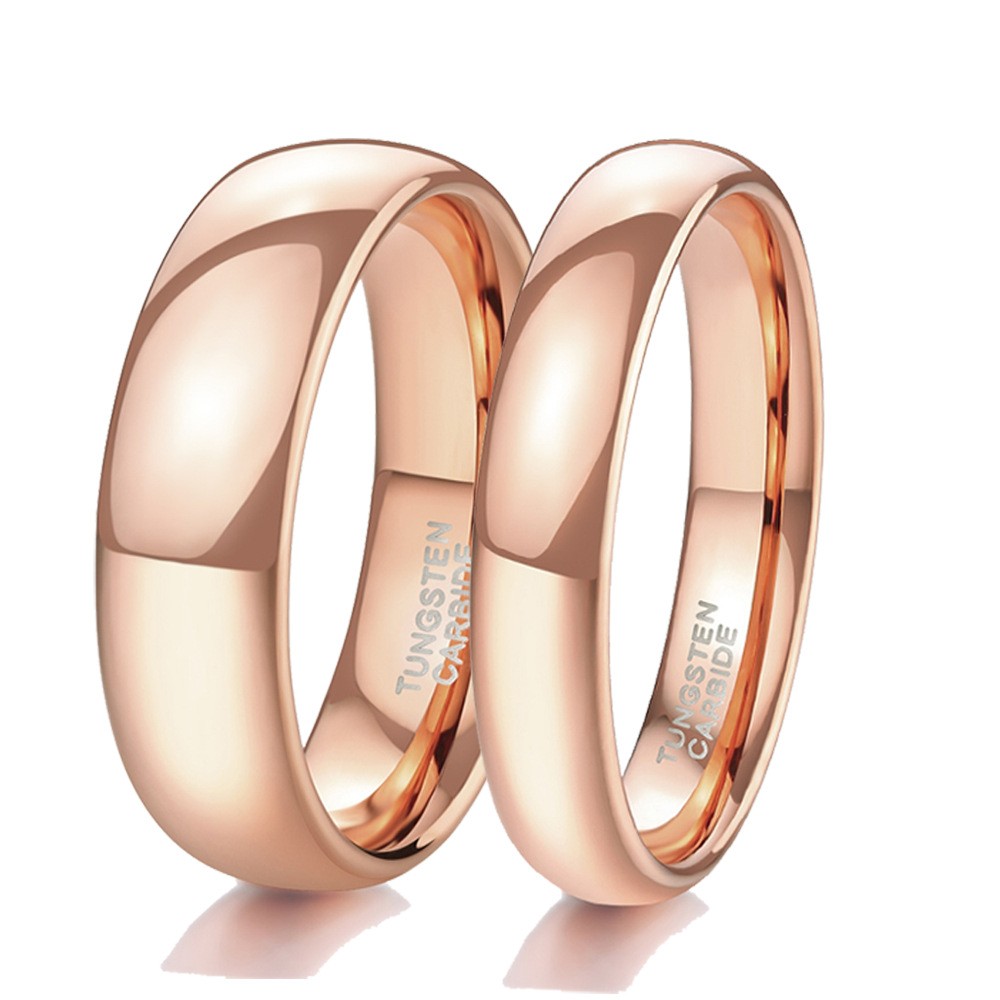 2-8mm Engagement Ring for Women Tungsten Wedding Promise Ring for Her Rose Gold