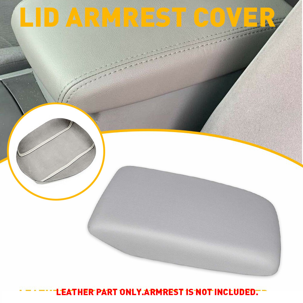 Fits 2008-2013 Toyota Highlander Leather Center Console Lid Armrest Cover Gray D