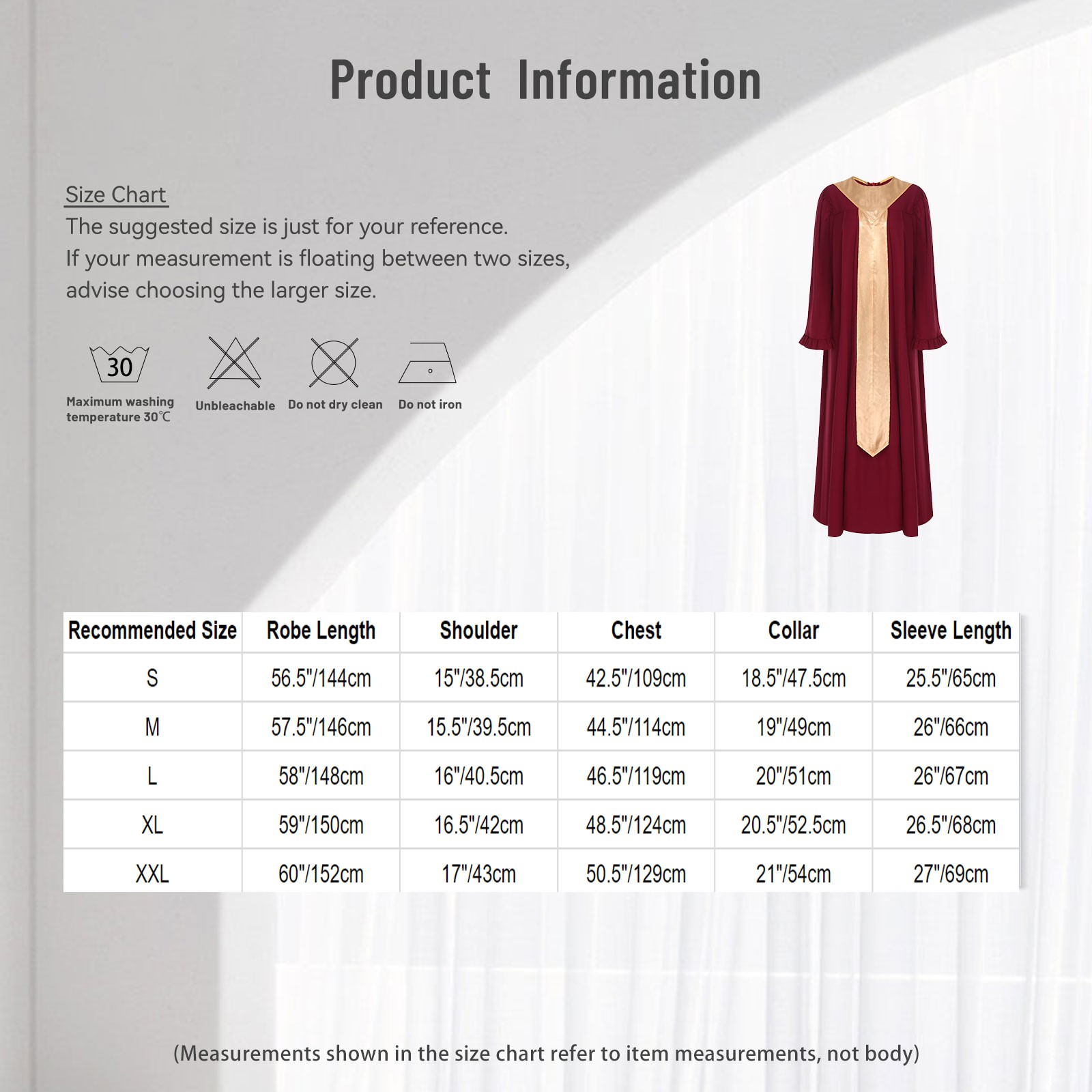 Womens Costume Clergy Long Robe Pastor Event Sash Church Holiday Dance Stage