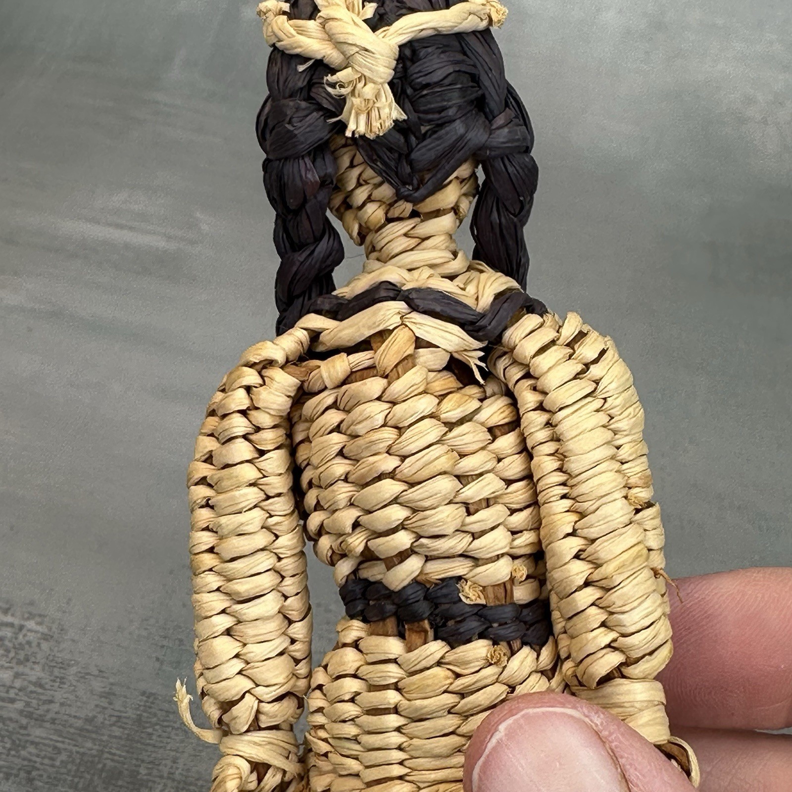 Vintage Native American Skokomish / Yakama Basketry Basket Doll Woman Dress 6”