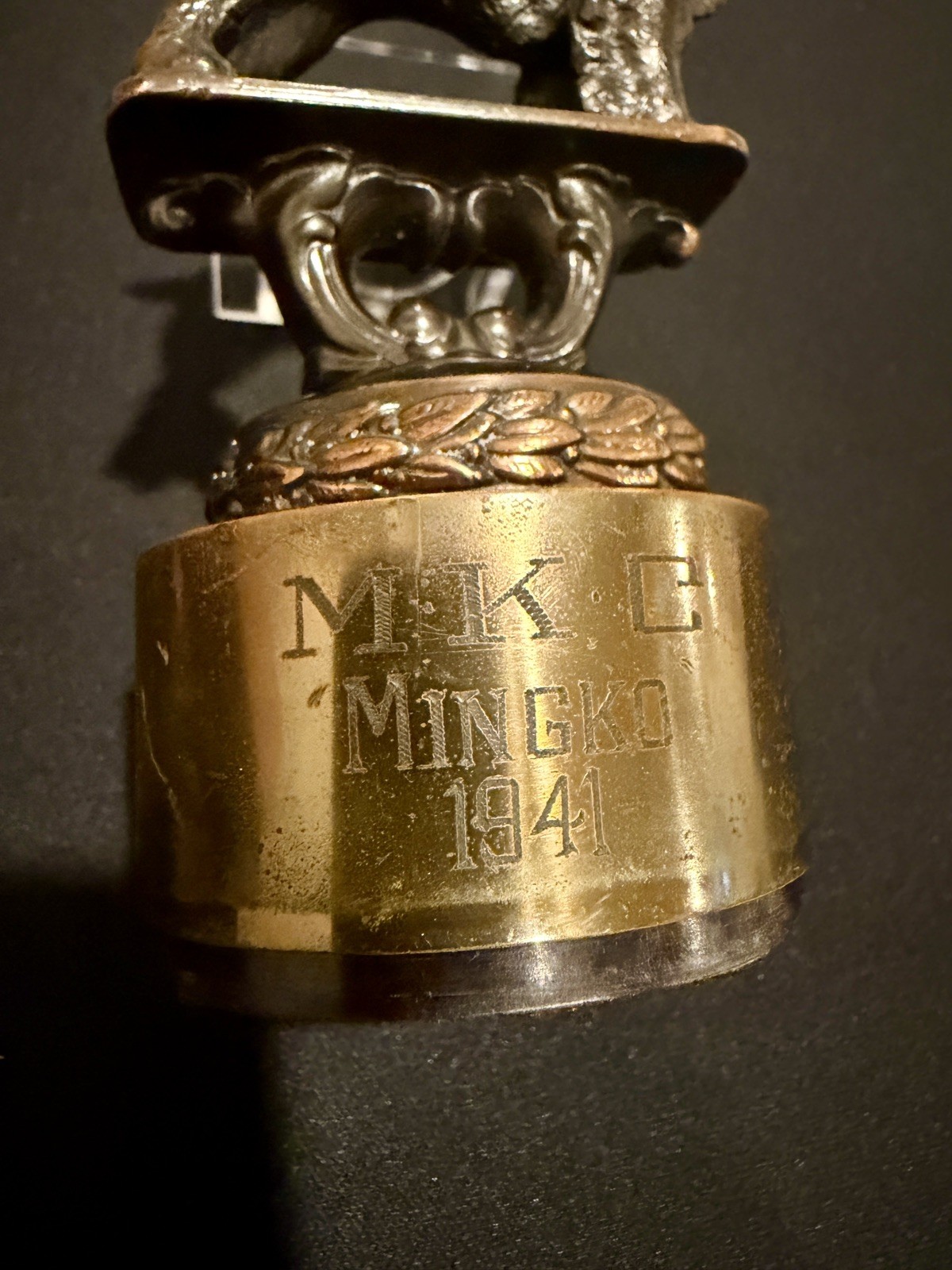 Vintage 1941 MKC Solid Bronze English Setter/Spaniel DOG Trophy Top Rare!