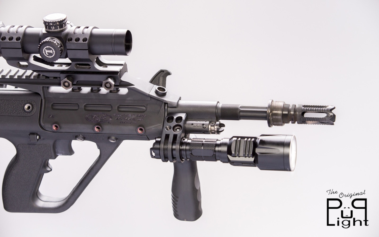 The Original PuP Light Flashlight Mount for Steyr AUG & Microtech MSAR Rifles
