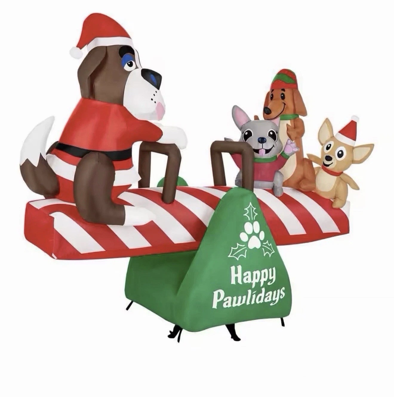 Home Accents 6FT Animated LED Seesaw Scene Christmas Dogs Airblown Inflatable