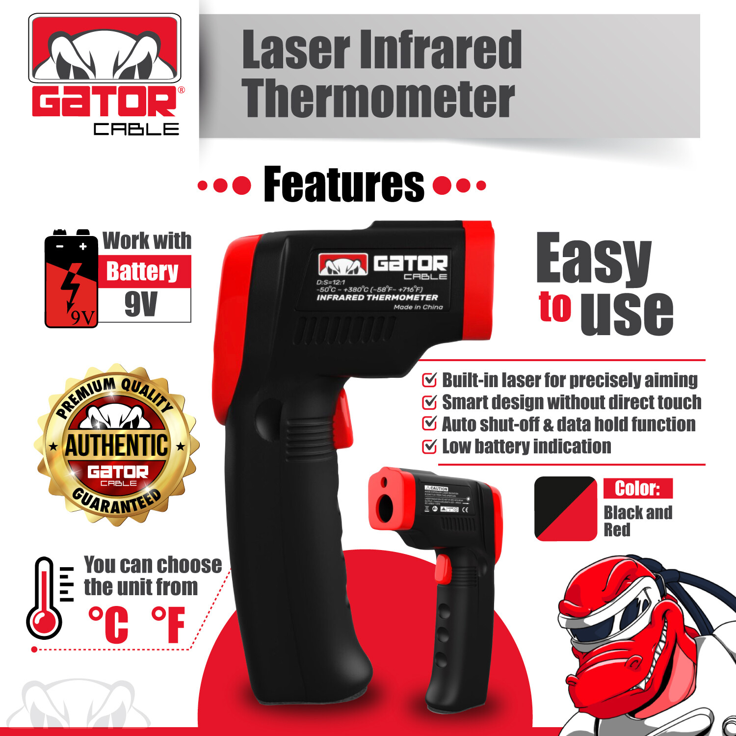 Infrared Laser Thermometer Gun No-Contact Digital Temperature Measurement Tester