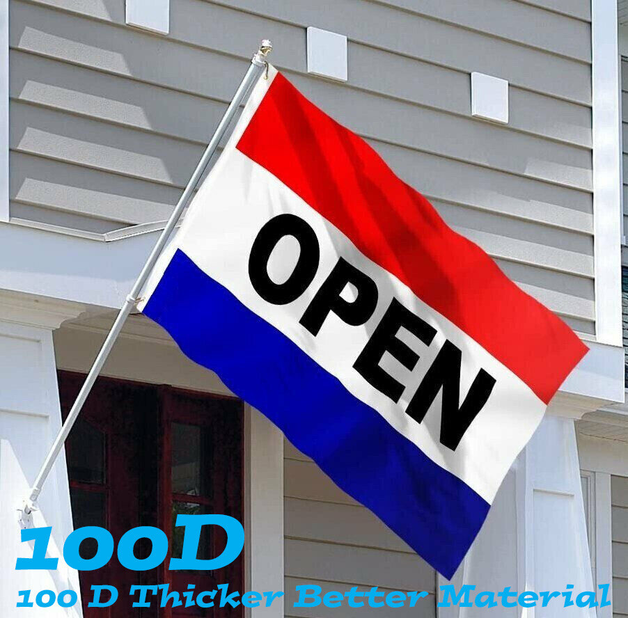 OPEN Flag Red White Blue Store Banner Advertising Pennant Business Sign 3x5