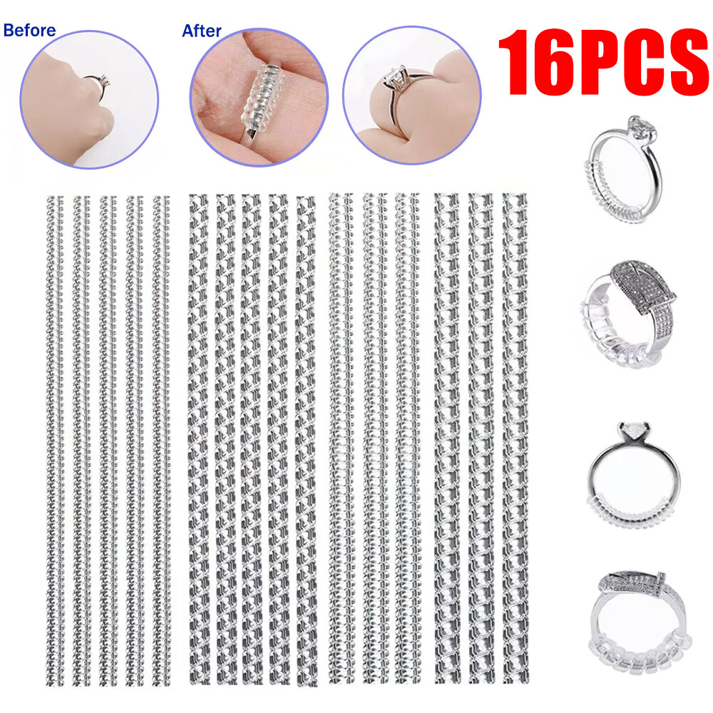 16Pcs Ring Size Adjuster Invisible Clear Ring Sizer Jewelry Fit Reducer Guard US