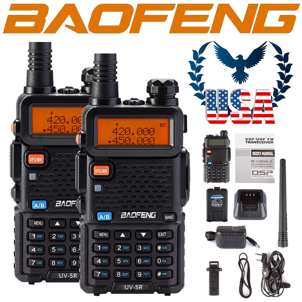 US 2x Baofeng UV-5R Dual-Band V/UHF FM Transceiver Ham Two-way Radio Scanner