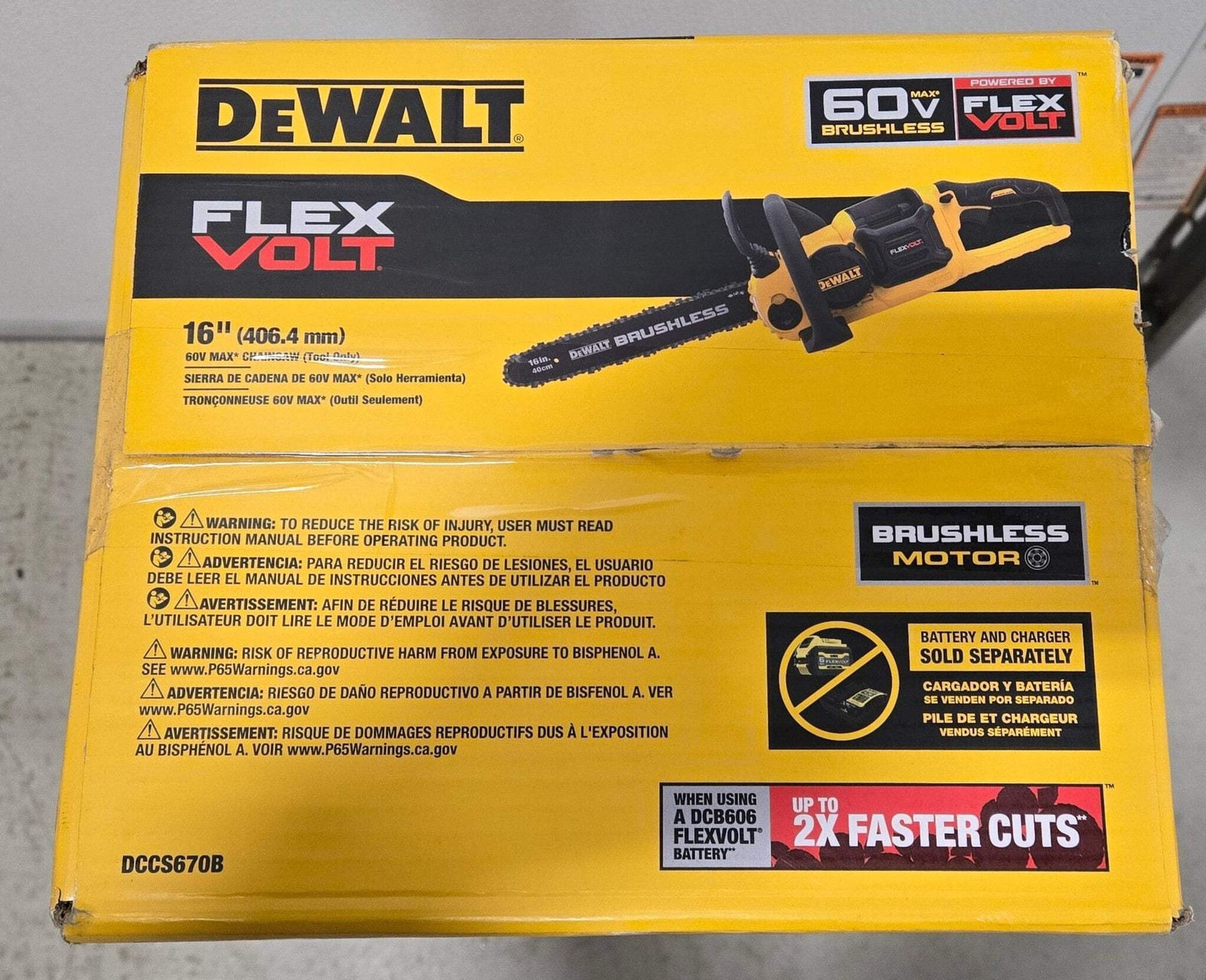 Dewalt DCCS670B 16in. Brushless Cordless Battery Powered Chainsaw (Tool Only) FL