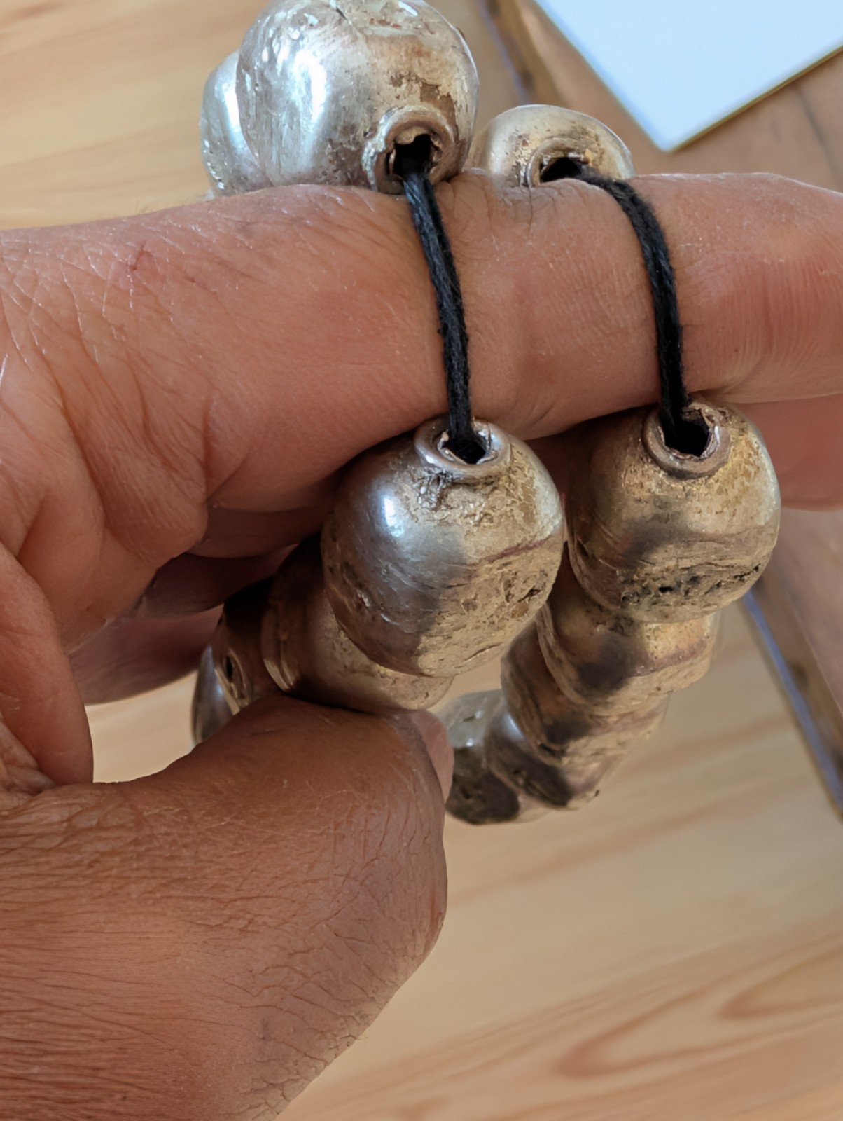 2 Vintage Silver Ethiopian Traditional Handmade Beads African Collectible