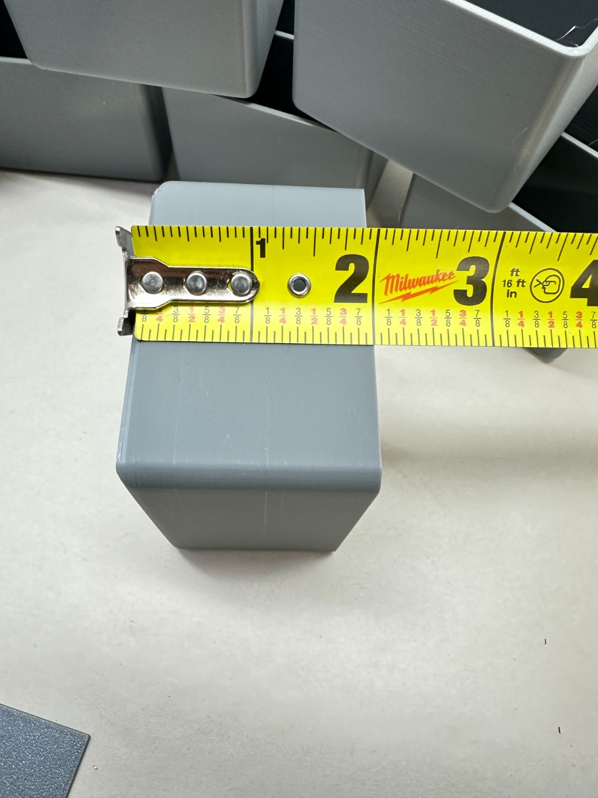 8 Tool Box Bins- 3" x 3" x 2” Deep W/ Divider (Actual Dimensions) - Gray