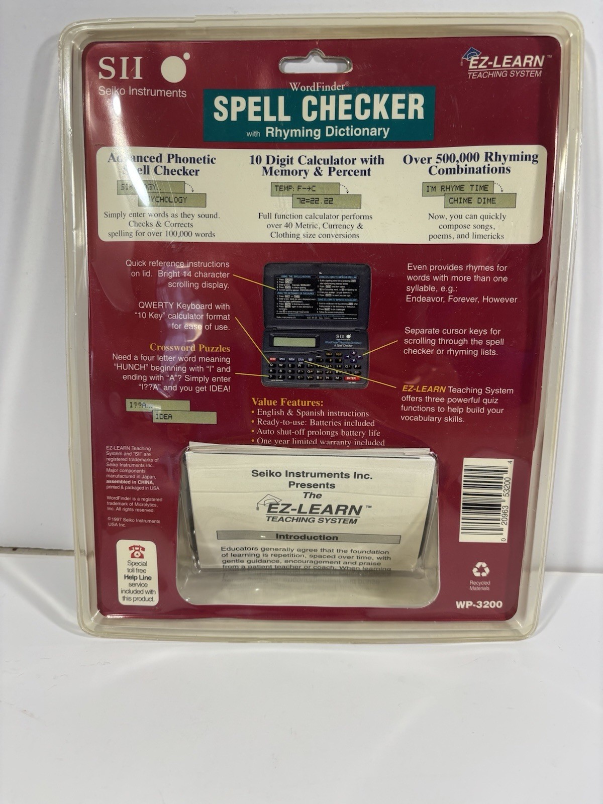 VTG Seiko SII WordFinder WP-3200 Spell Checker & Rhyming Dictionary NEW Sealed